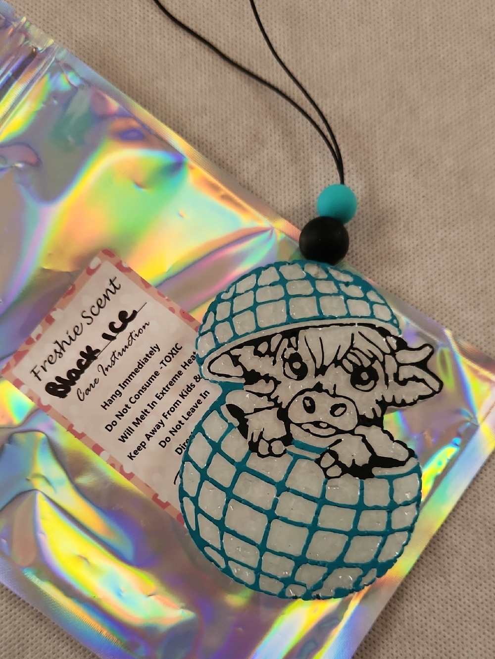 Hanging Pet Air Freshener Ornament - Teal/White